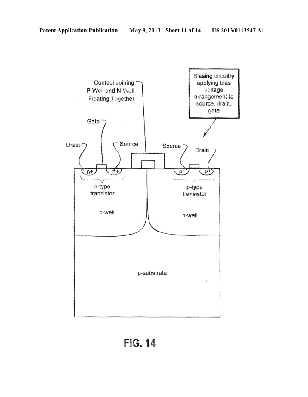 Method and apparatus for floating or applying voltage to a well of an     integrated circuit - diagram, schematic, and image 12