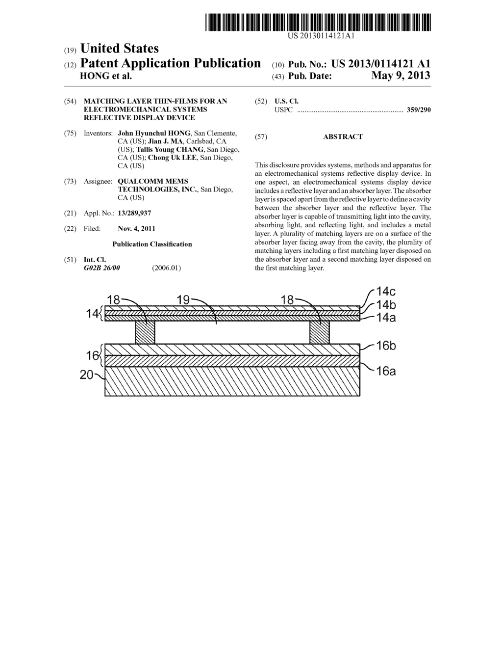 MATCHING LAYER THIN-FILMS FOR AN ELECTROMECHANICAL SYSTEMS REFLECTIVE     DISPLAY DEVICE - diagram, schematic, and image 01