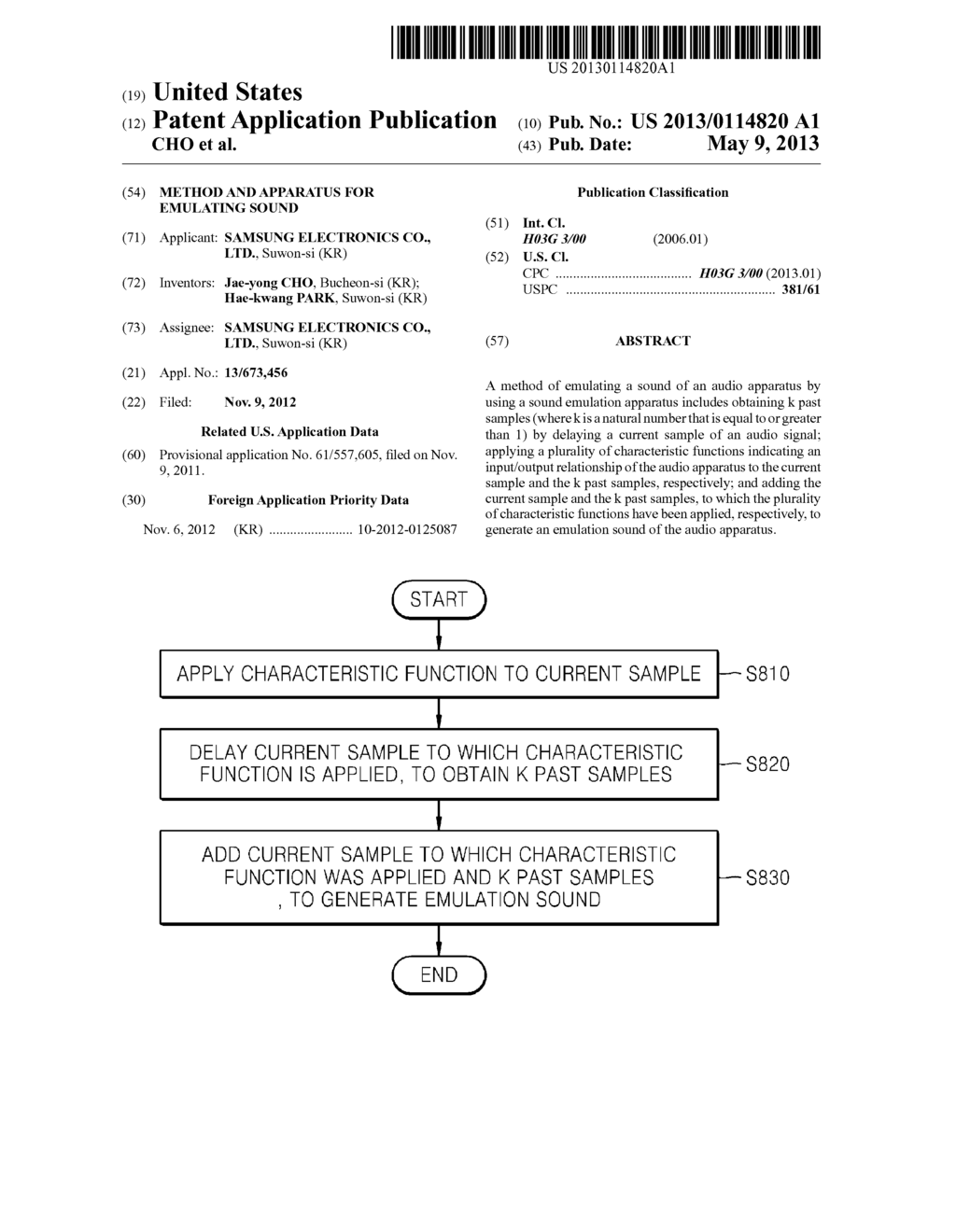 METHOD AND APPARATUS FOR EMULATING SOUND - diagram, schematic, and image 01