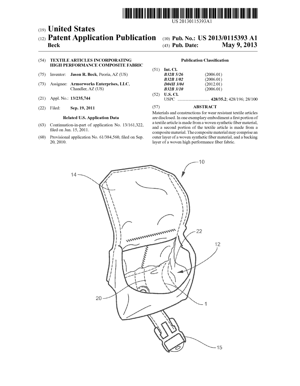 TEXTILE ARTICLES INCORPORATING HIGH PERFORMANCE COMPOSITE FABRIC - diagram, schematic, and image 01