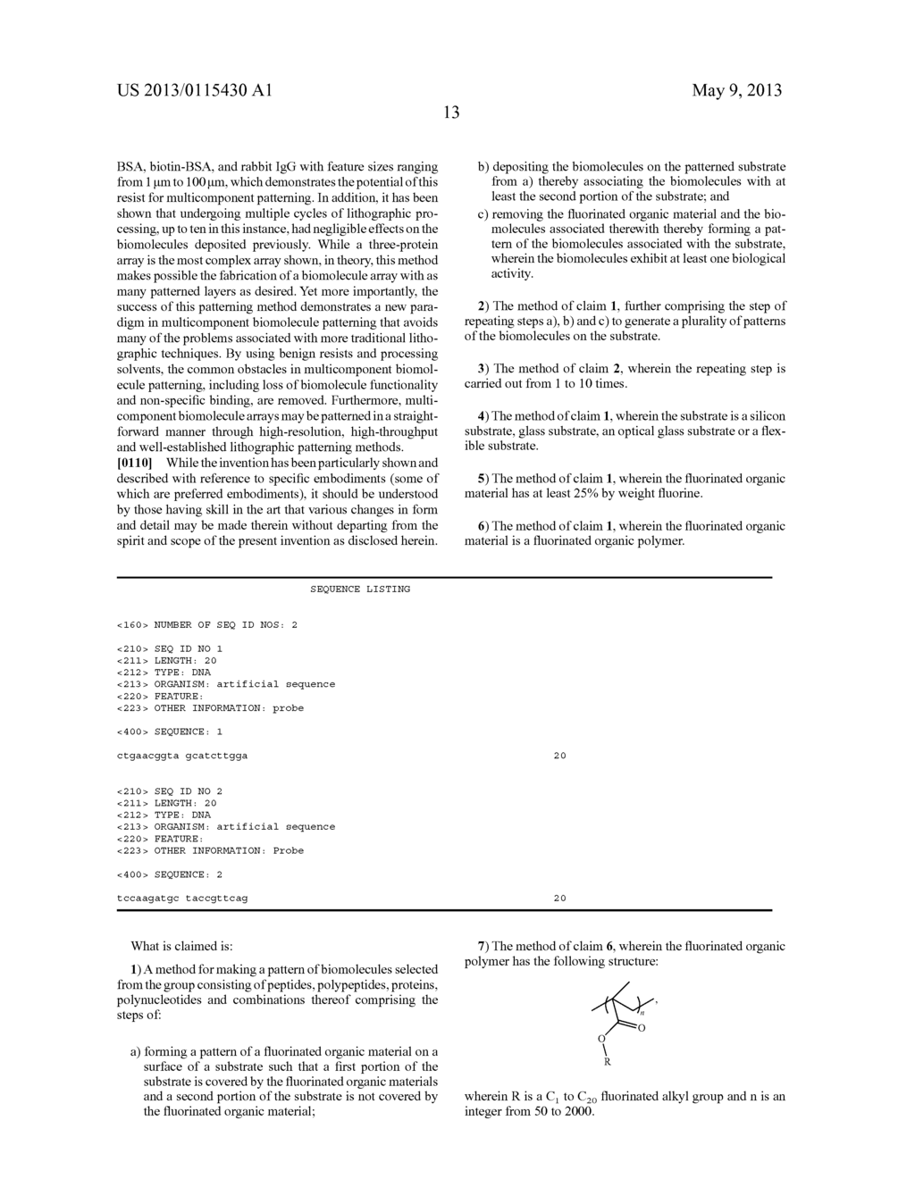 Patterning of Biomaterials Using Fluorinated Materials and Fluorinated     Solvents - diagram, schematic, and image 21