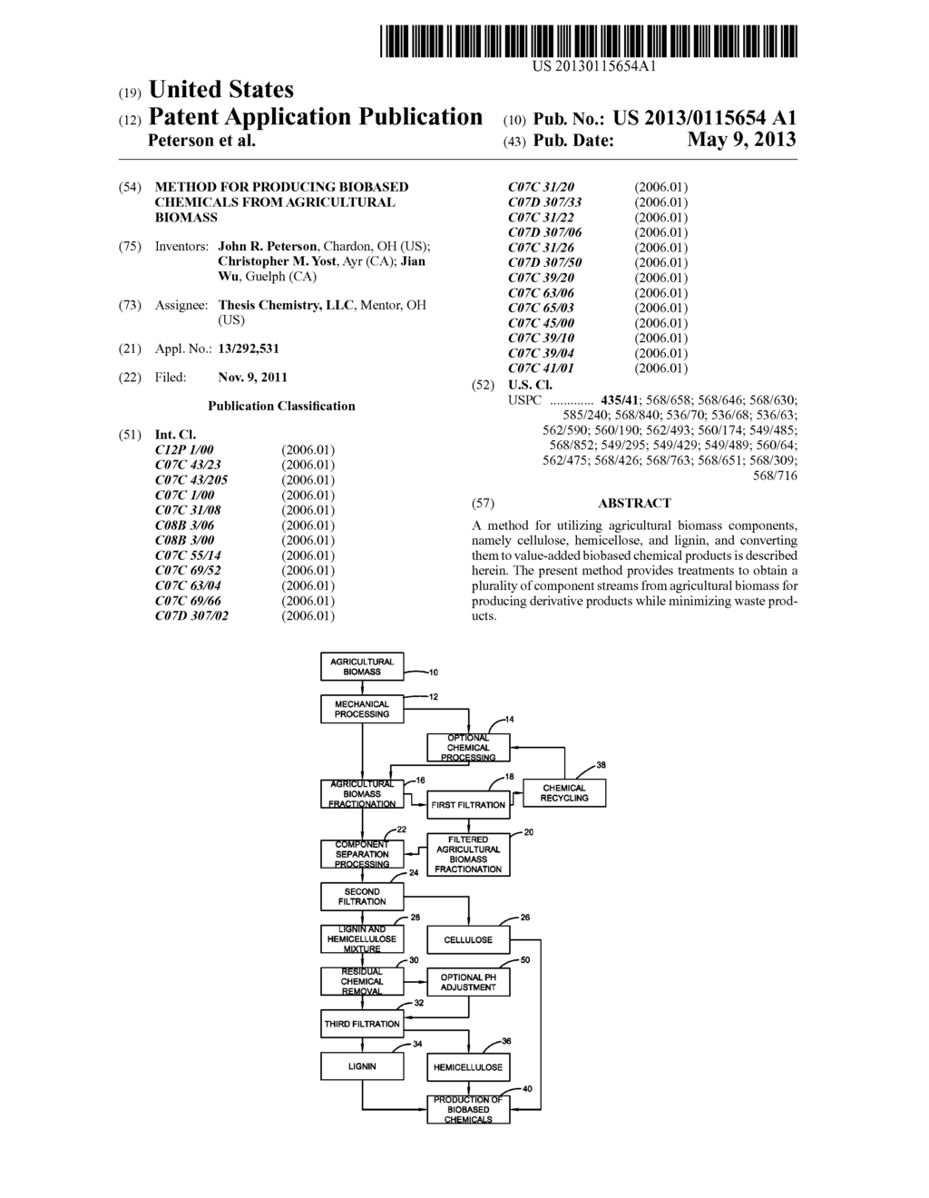 METHOD FOR PRODUCING BIOBASED CHEMICALS FROM AGRICULTURAL BIOMASS - diagram, schematic, and image 01