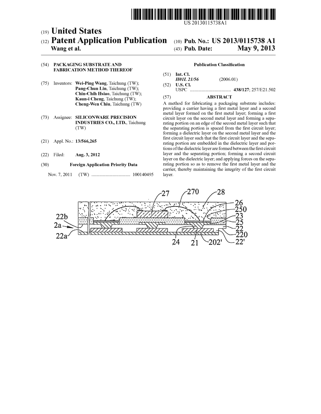 PACKAGING SUBSTRATE AND FABRICATION METHOD THEREOF - diagram, schematic, and image 01