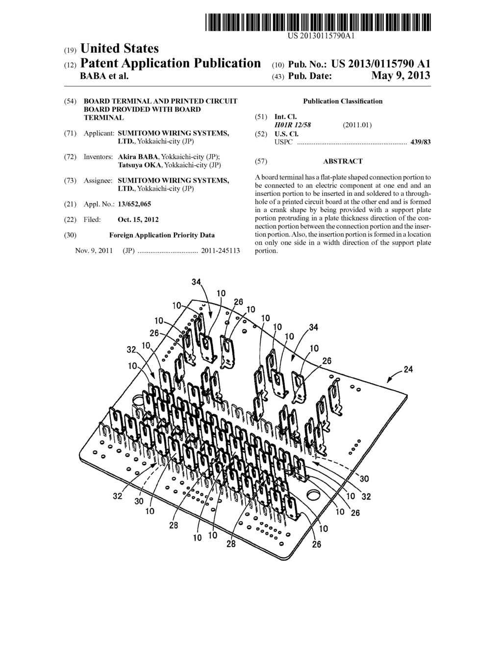 BOARD TERMINAL AND PRINTED CIRCUIT BOARD PROVIDED WITH BOARD TERMINAL - diagram, schematic, and image 01