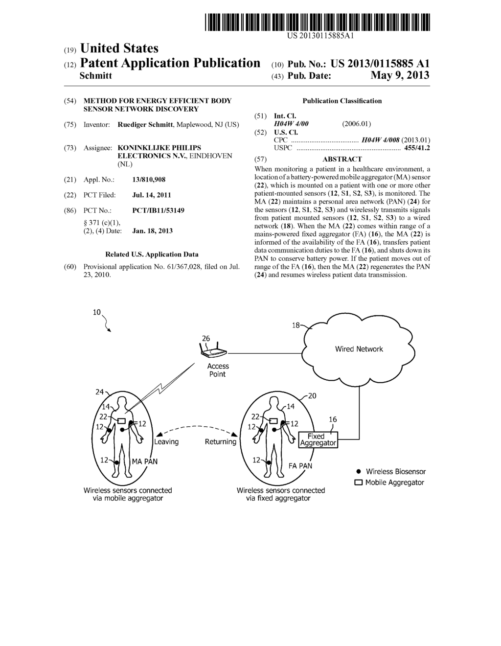 METHOD FOR ENERGY EFFICIENT BODY SENSOR NETWORK DISCOVERY - diagram, schematic, and image 01