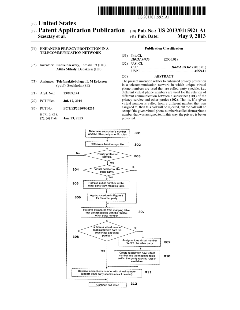 Enhanced Privacy Protection in a Telecommunication Network - diagram, schematic, and image 01