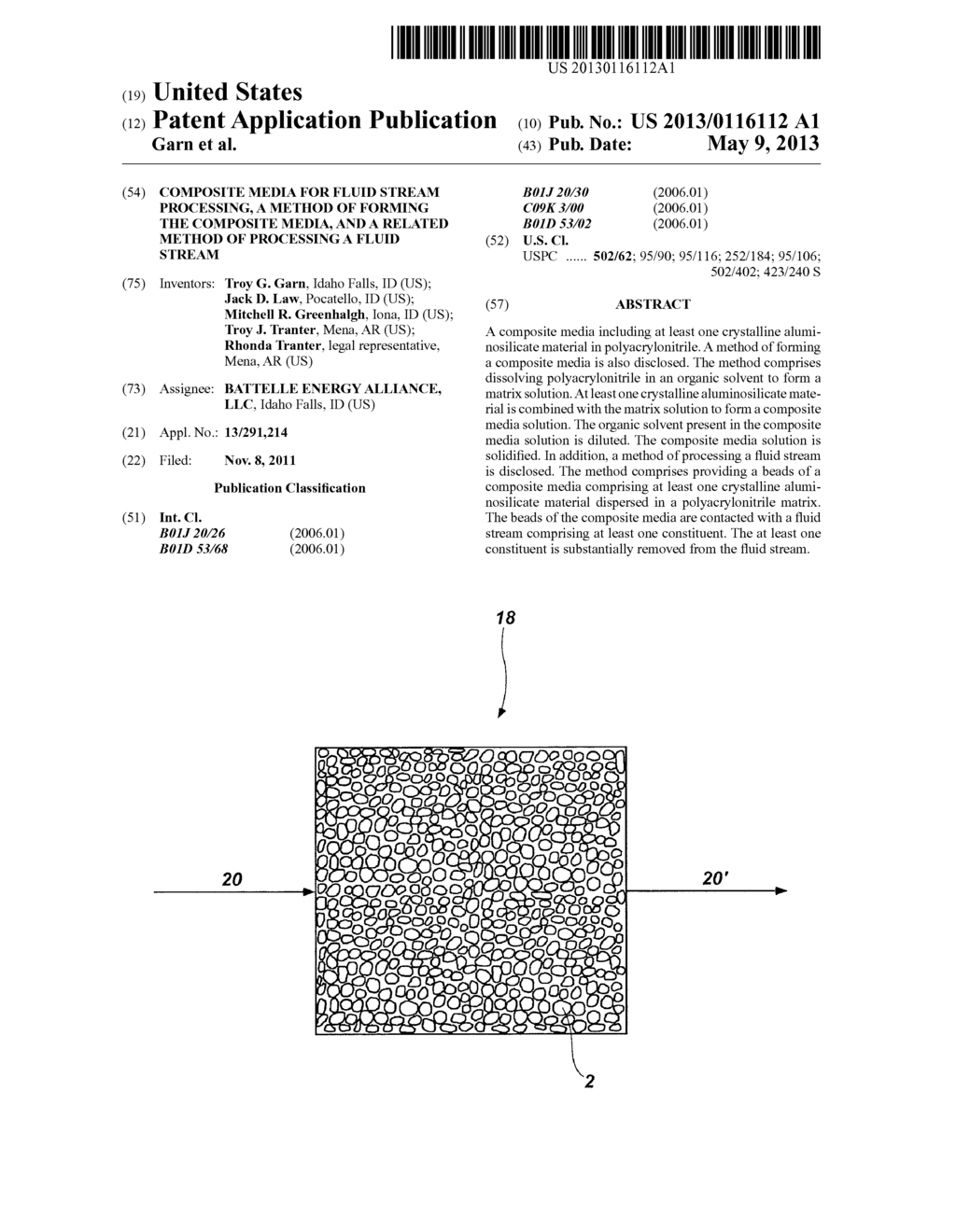 COMPOSITE MEDIA FOR FLUID STREAM PROCESSING, A METHOD OF FORMING THE     COMPOSITE MEDIA, AND A RELATED METHOD OF PROCESSING A FLUID STREAM - diagram, schematic, and image 01