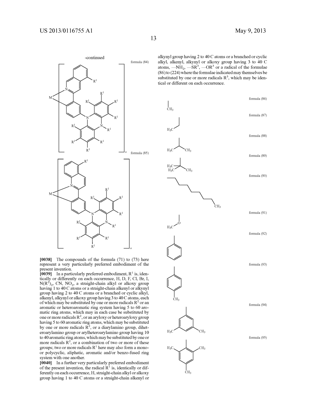 METAL COMPLEXES WITH ORGANIC LIGANDS AND USE THEREOF IN OLEDS - diagram, schematic, and image 14