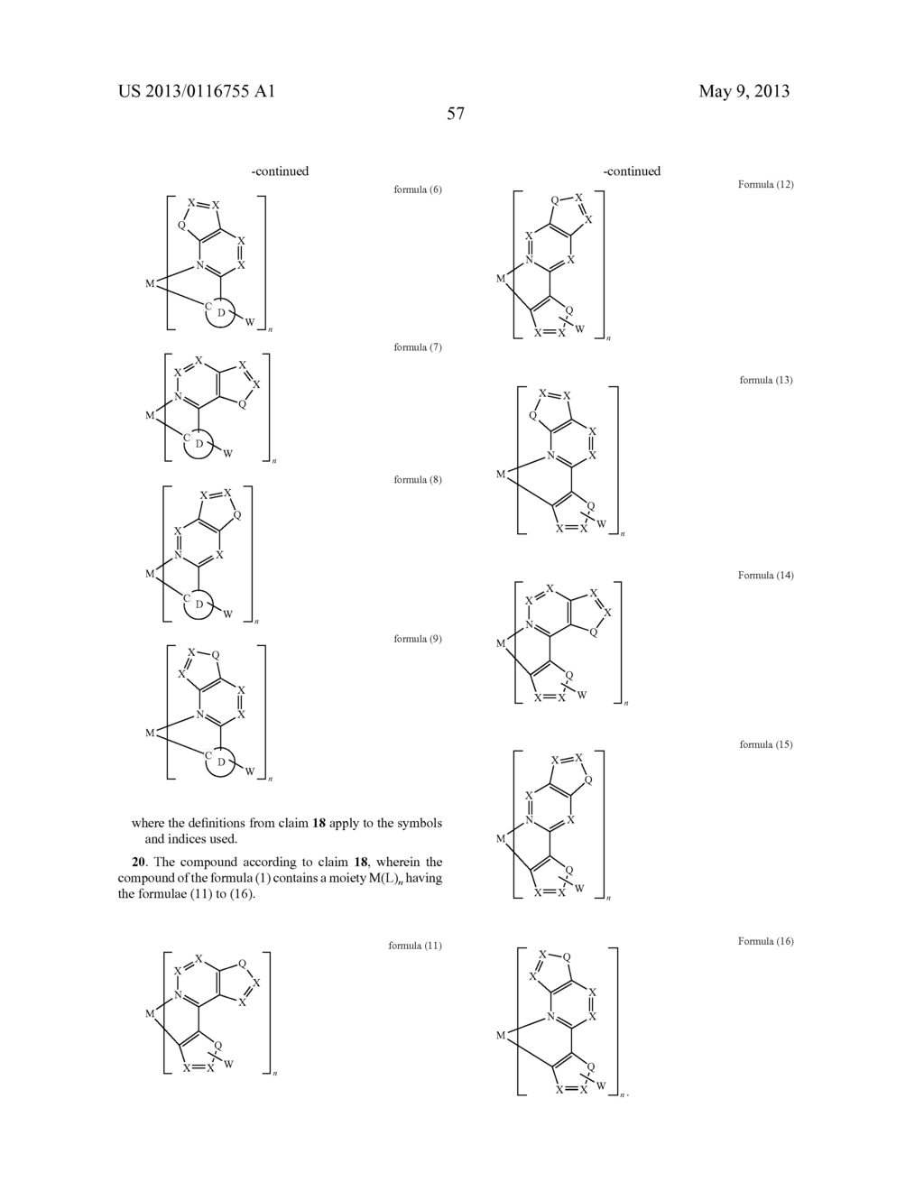 METAL COMPLEXES WITH ORGANIC LIGANDS AND USE THEREOF IN OLEDS - diagram, schematic, and image 58