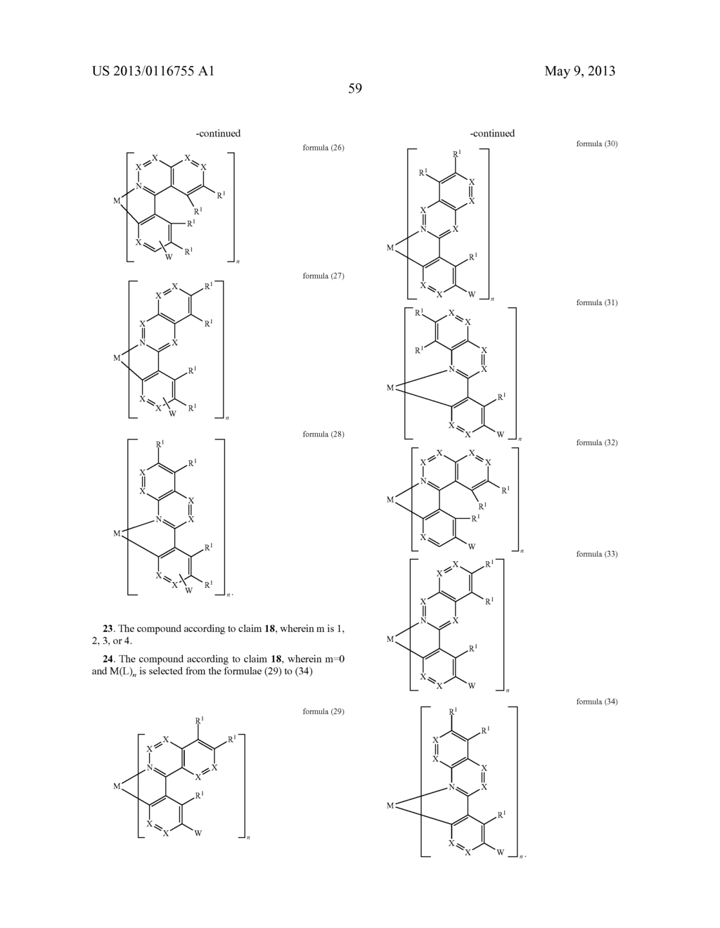 METAL COMPLEXES WITH ORGANIC LIGANDS AND USE THEREOF IN OLEDS - diagram, schematic, and image 60