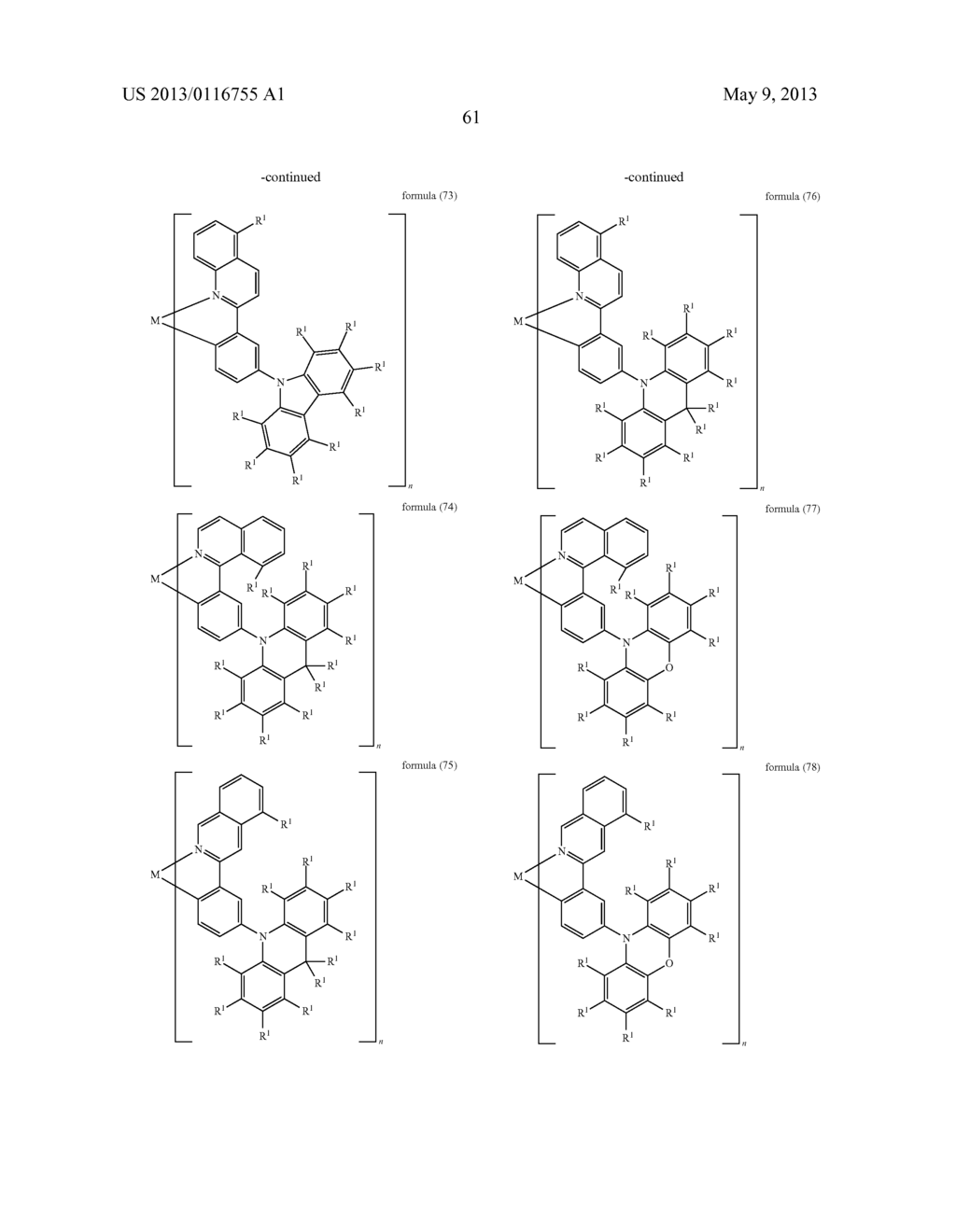 METAL COMPLEXES WITH ORGANIC LIGANDS AND USE THEREOF IN OLEDS - diagram, schematic, and image 62