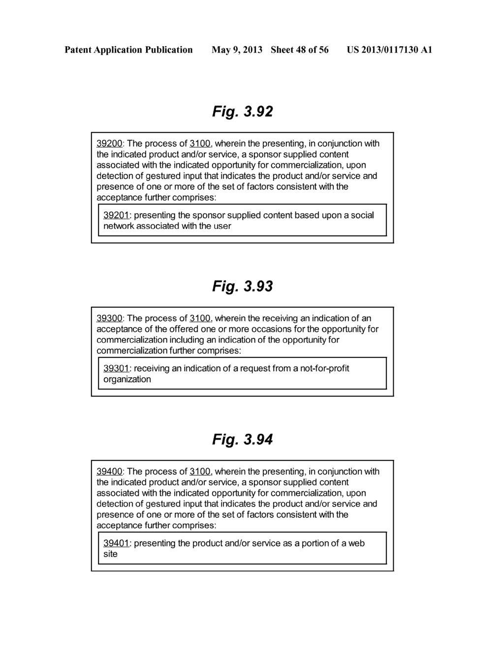 OFFERING OF OCCASIONS FOR COMMERCIAL OPPORTUNITIES IN A GESTURE-BASED USER     INTERFACE - diagram, schematic, and image 49