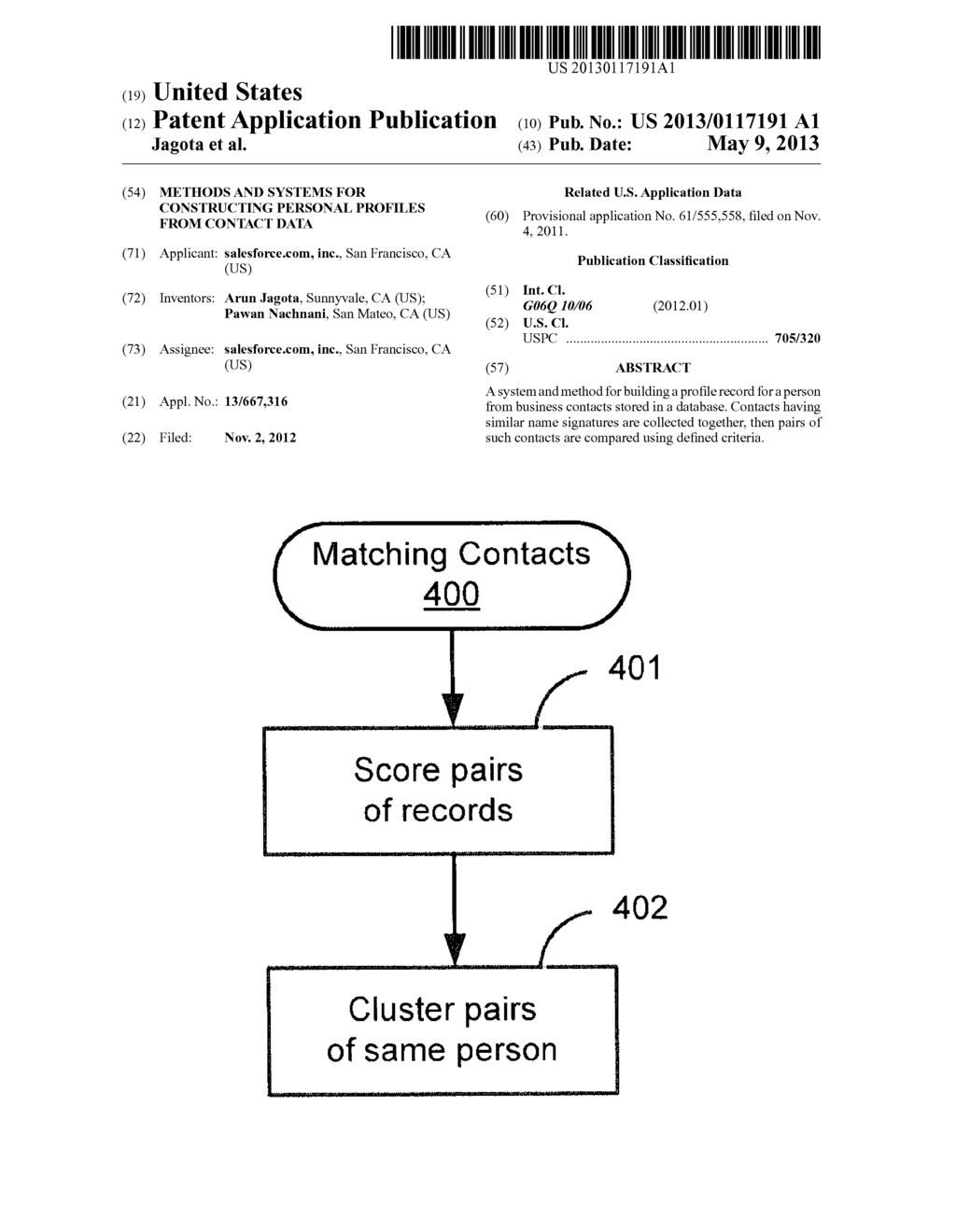 METHODS AND SYSTEMS FOR CONSTRUCTING PERSONAL PROFILES FROM CONTACT DATA - diagram, schematic, and image 01