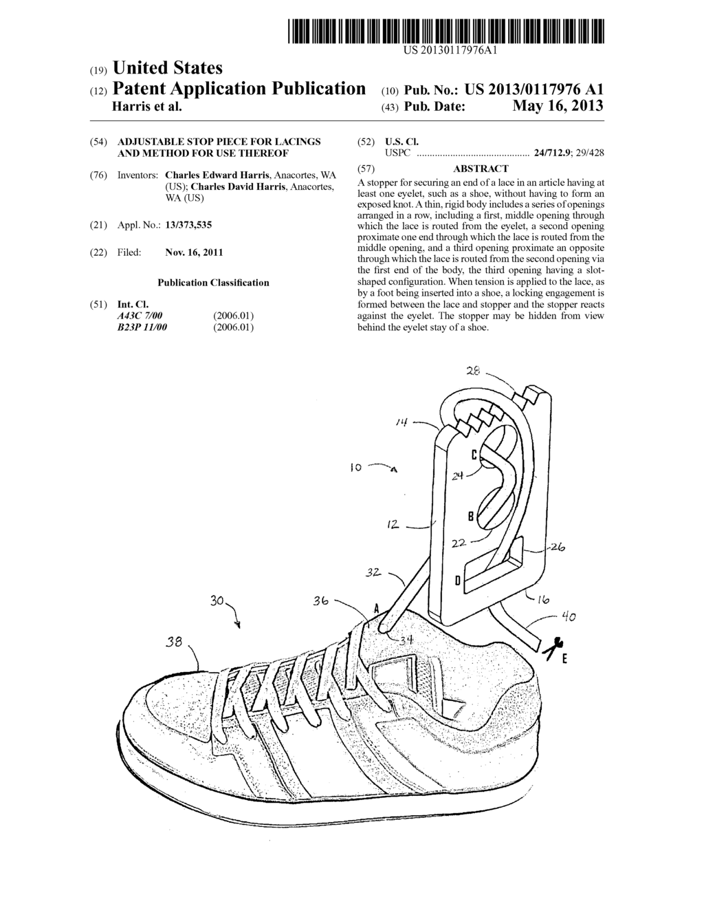 Adjustable stop piece for lacings and method for use thereof - diagram, schematic, and image 01