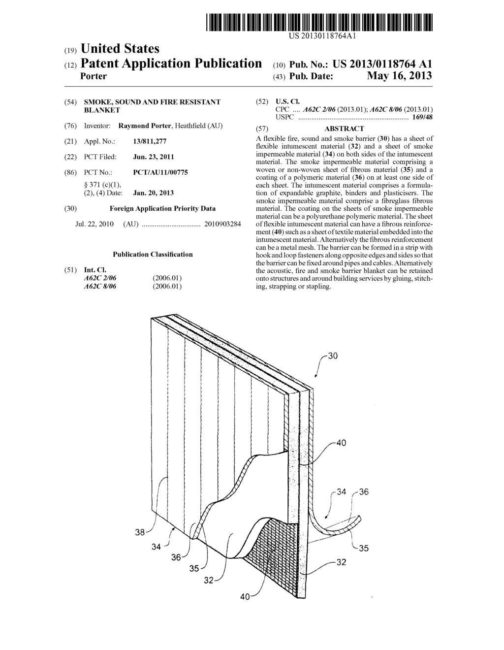 SMOKE, SOUND AND FIRE RESISTANT BLANKET - diagram, schematic, and image 01