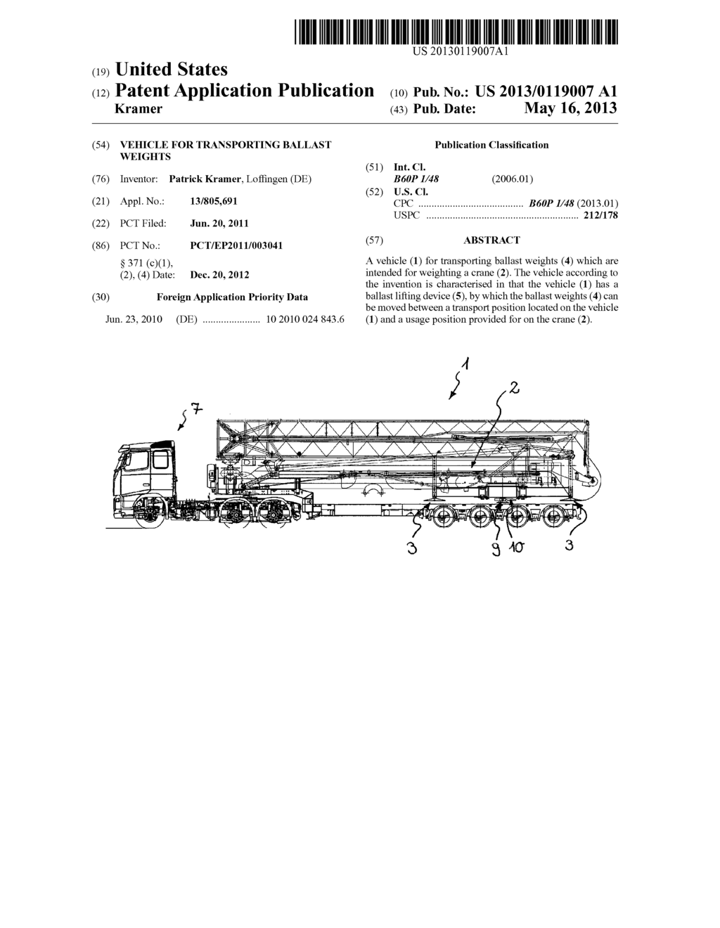 VEHICLE FOR TRANSPORTING BALLAST WEIGHTS - diagram, schematic, and image 01