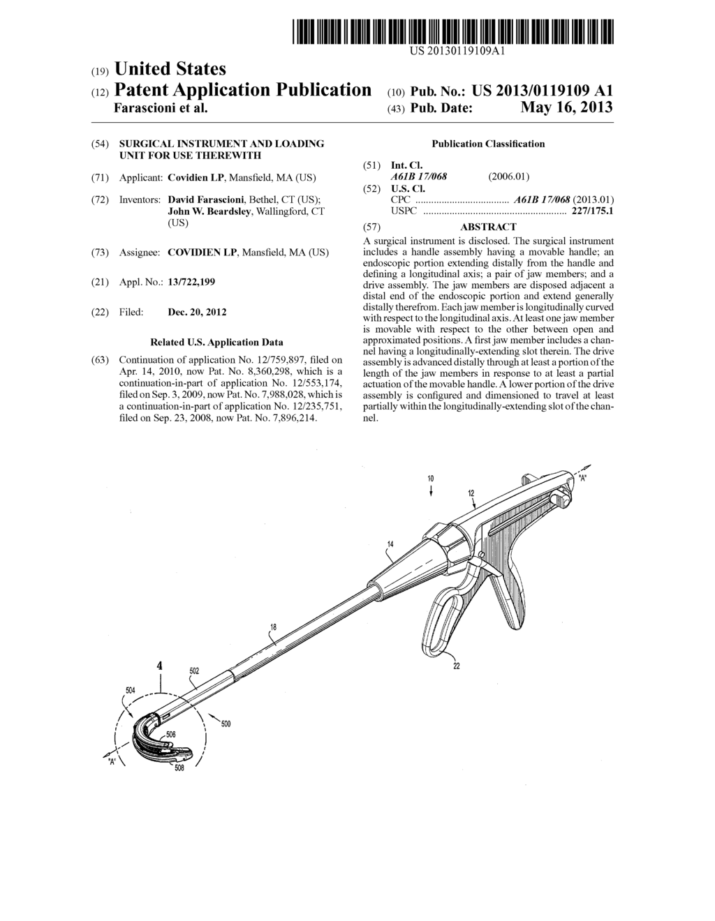 SURGICAL INSTRUMENT AND LOADING UNIT FOR USE THEREWITH - diagram, schematic, and image 01