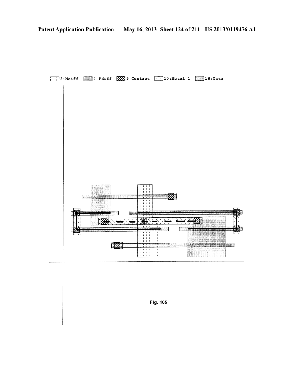 Integrated Circuit Including Gate Electrode Level Region Including     Cross-Coupled Transistors Having Gate Contacts Located Over Inner Portion     of Gate Electrode Level Region and Offset Gate Level Feature Line Ends - diagram, schematic, and image 125