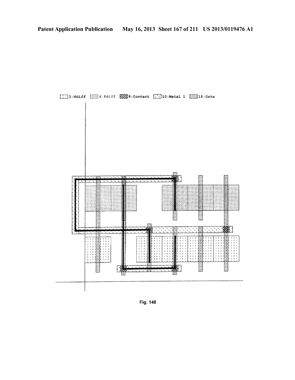 Integrated Circuit Including Gate Electrode Level Region Including     Cross-Coupled Transistors Having Gate Contacts Located Over Inner Portion     of Gate Electrode Level Region and Offset Gate Level Feature Line Ends - diagram, schematic, and image 168