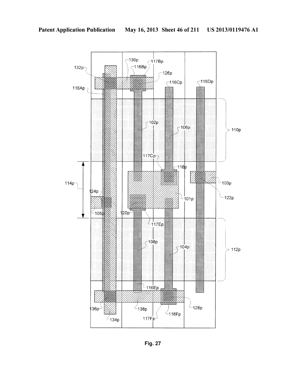 Integrated Circuit Including Gate Electrode Level Region Including     Cross-Coupled Transistors Having Gate Contacts Located Over Inner Portion     of Gate Electrode Level Region and Offset Gate Level Feature Line Ends - diagram, schematic, and image 47