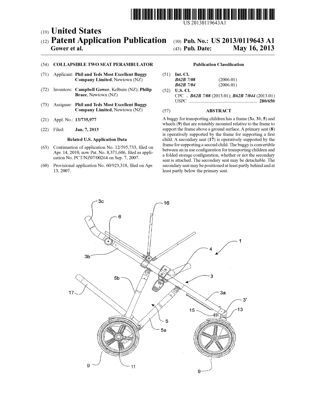 COLLAPSIBLE TWO SEAT PERAMBULATOR - diagram, schematic, and image 01