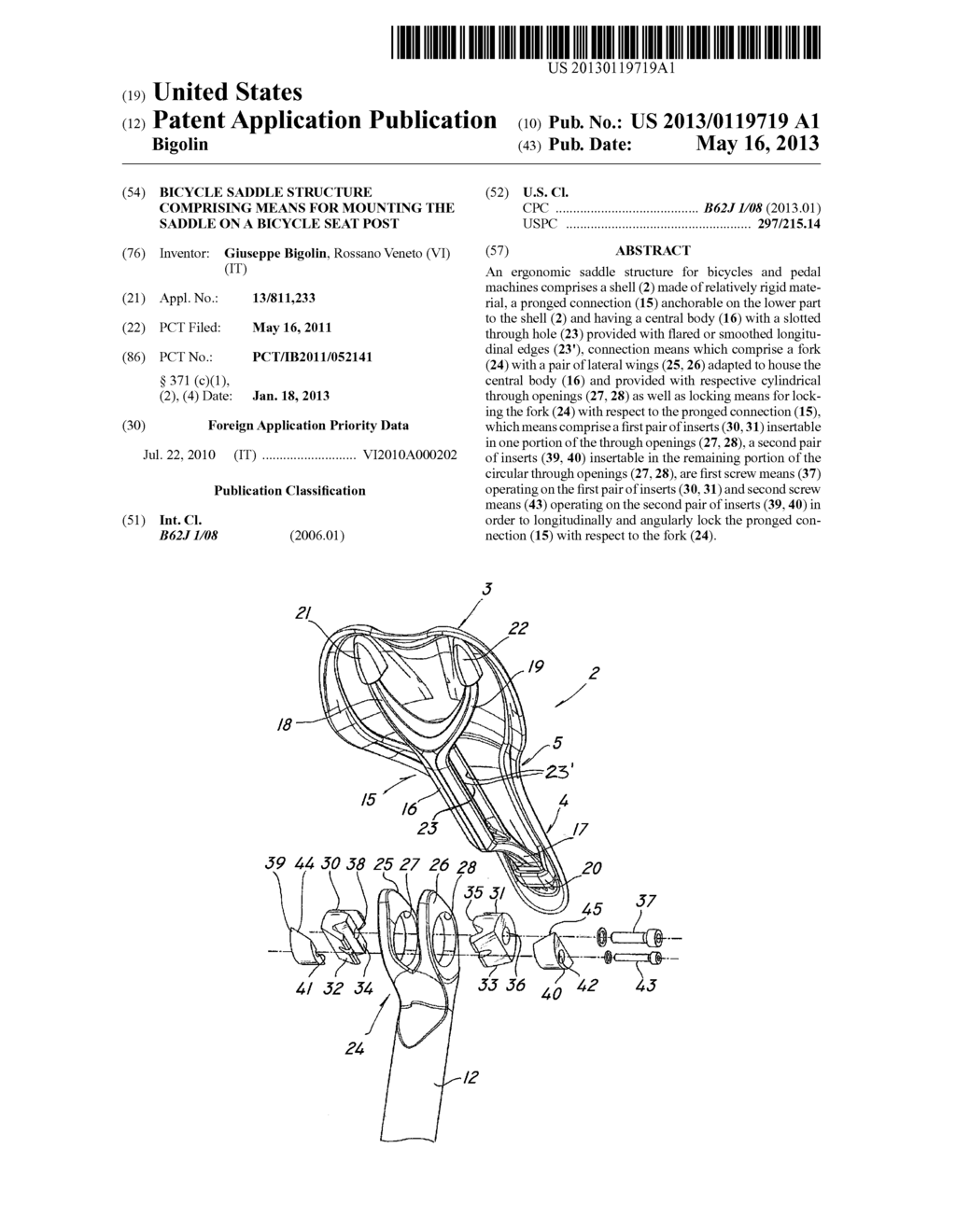 Bicycle Saddle Structure Comprising Means for Mounting the Saddle on a     Bicycle Seat Post - diagram, schematic, and image 01