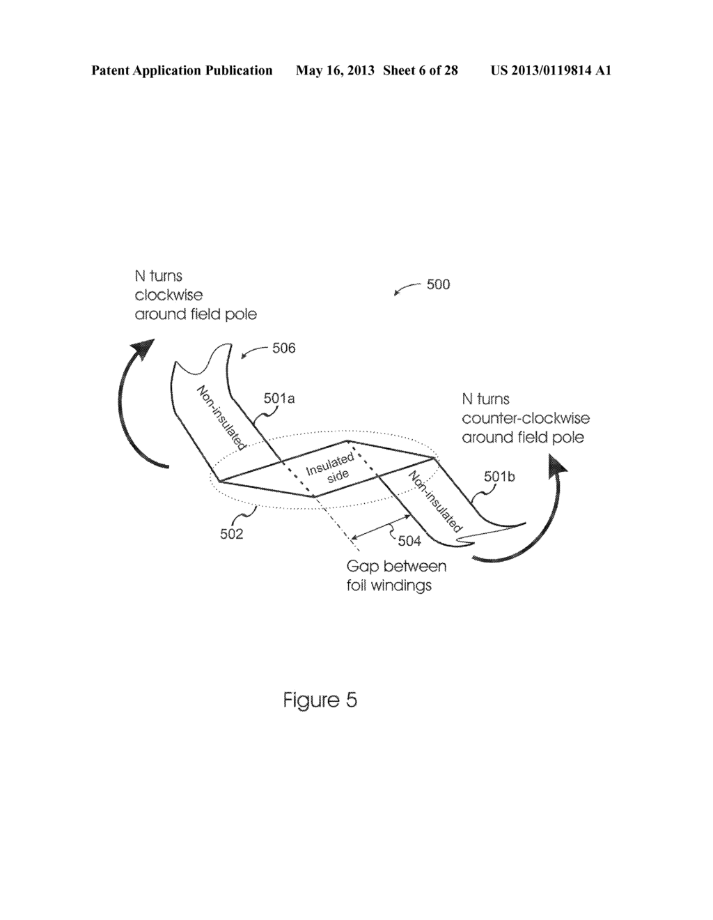 FOIL COIL STRUCTURES AND METHODS FOR WINDING THE SAME FOR AXIAL-BASED     ELECTRODYNAMIC MACHINES - diagram, schematic, and image 07