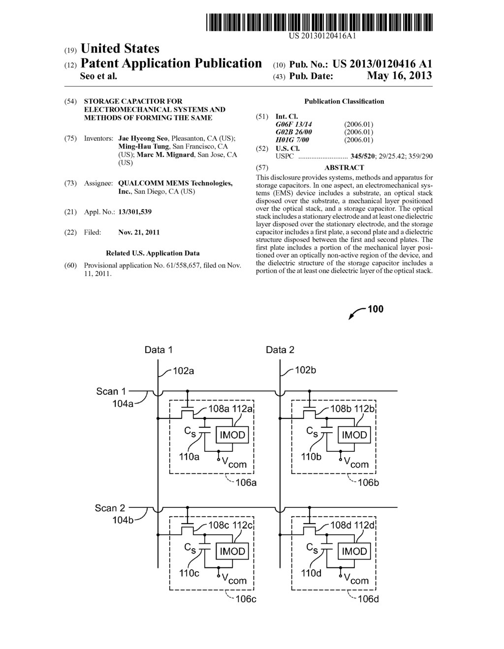 STORAGE CAPACITOR FOR ELECTROMECHANICAL SYSTEMS AND METHODS OF FORMING THE     SAME - diagram, schematic, and image 01