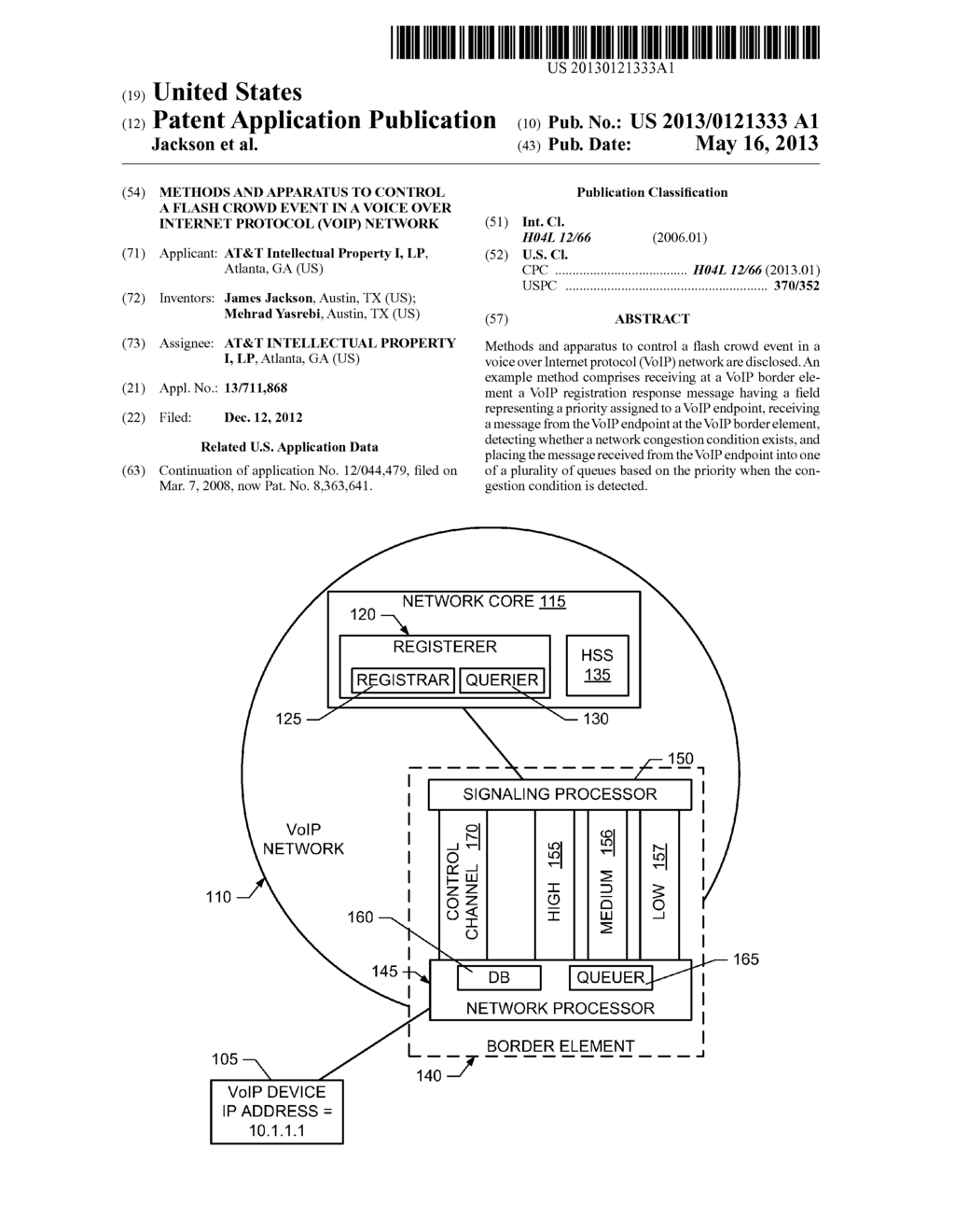 METHODS AND APPARATUS TO CONTROL A FLASH CROWD EVENT IN A VOICE OVER     INTERNET PROTOCOL (VOIP) NETWORK - diagram, schematic, and image 01