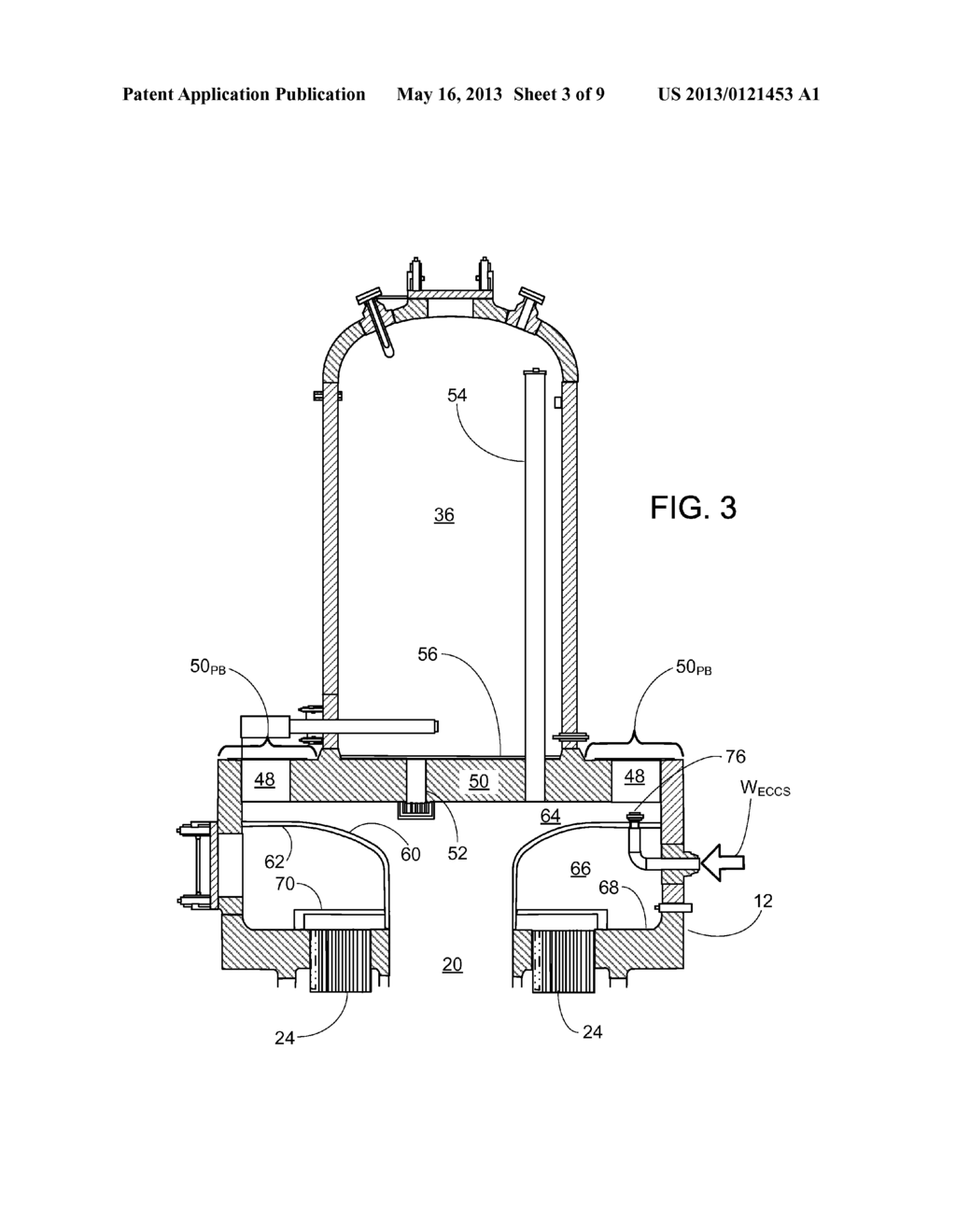 PRESSURIZED WATER REACTOR WITH UPPER PLENUM INCLUDING CROSS-FLOW BLOCKING     WEIR - diagram, schematic, and image 04