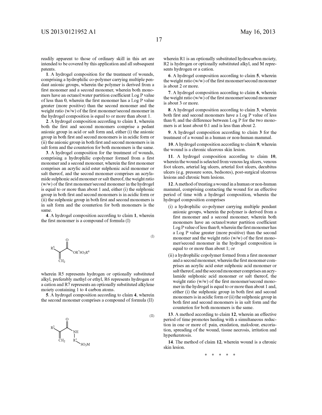 HYDROGEL CO-POLYMER COMPOSITION AND ITS USES, FOR EXAMPLE AS A WOUND     DRESSING - diagram, schematic, and image 21