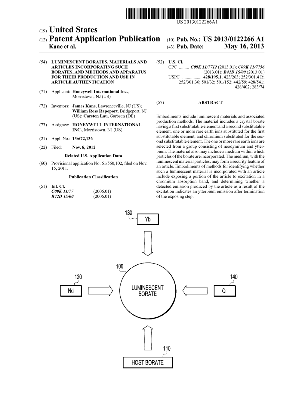 LUMINESCENT BORATES, MATERIALS AND ARTICLES INCORPORATING SUCH BORATES,     AND METHODS AND APPARATUS FOR THEIR PRODUCTION AND USE IN ARTICLE     AUTHENTICATION - diagram, schematic, and image 01