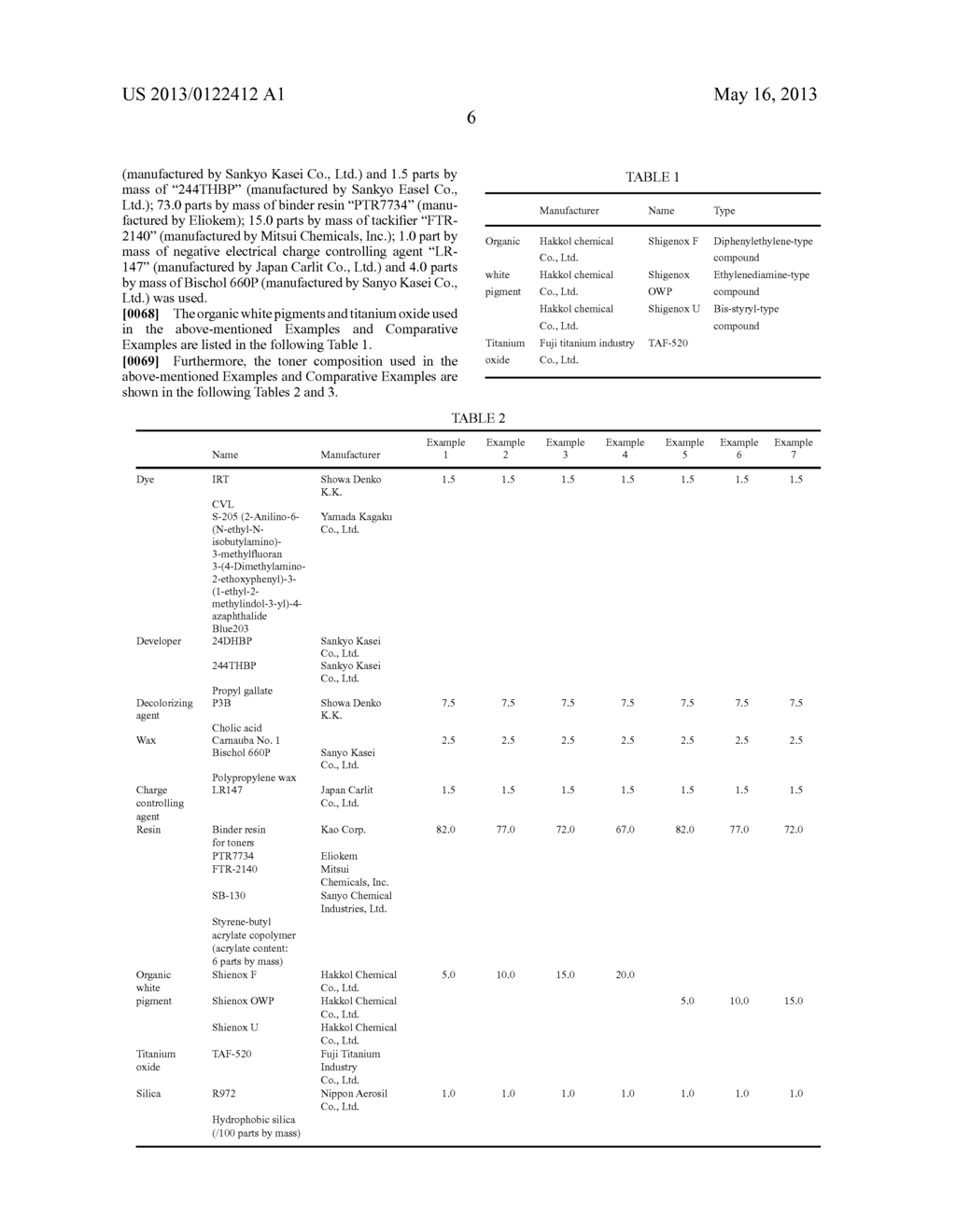 ERASABLE ELECTROPHOTOGRAPHIC TONER CONTAINING ORGANIC WHITE PIGMENT AND     METHOD OF PRODUCING THE SAME - diagram, schematic, and image 09