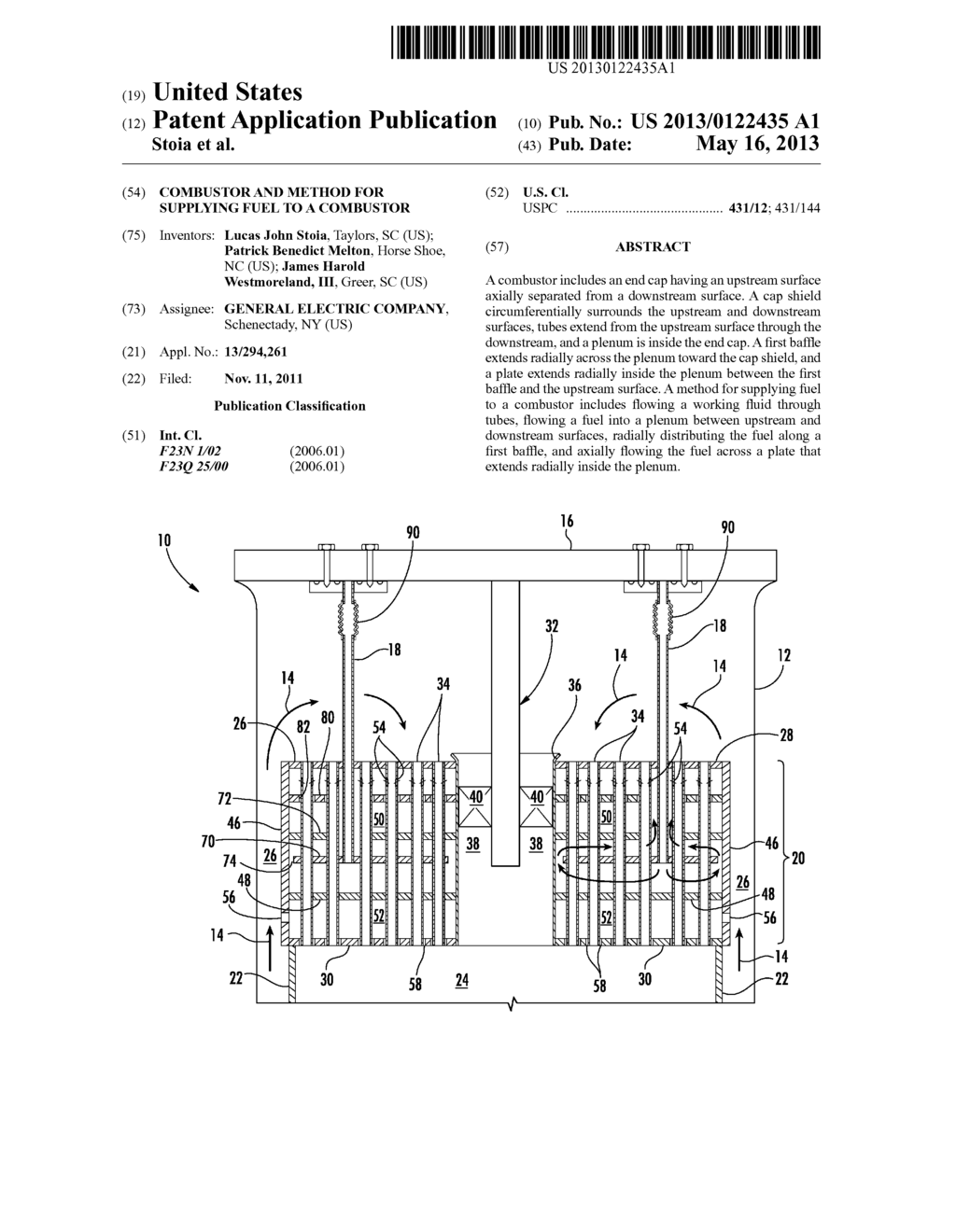 COMBUSTOR AND METHOD FOR SUPPLYING FUEL TO A COMBUSTOR - diagram, schematic, and image 01