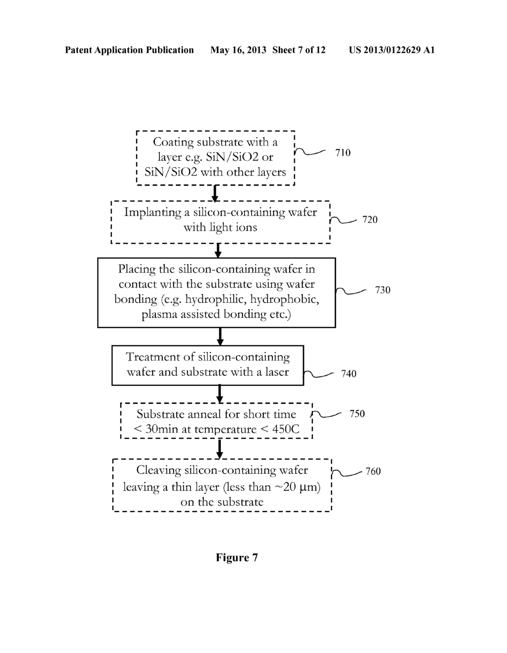 SYSTEMS, METHODS AND PRODUCTS INCLUDING FEATURES OF LASER IRRADIATION     AND/OR CLEAVING OF SILICON WITH OTHER SUBSTRATES OR LAYERS - diagram, schematic, and image 08