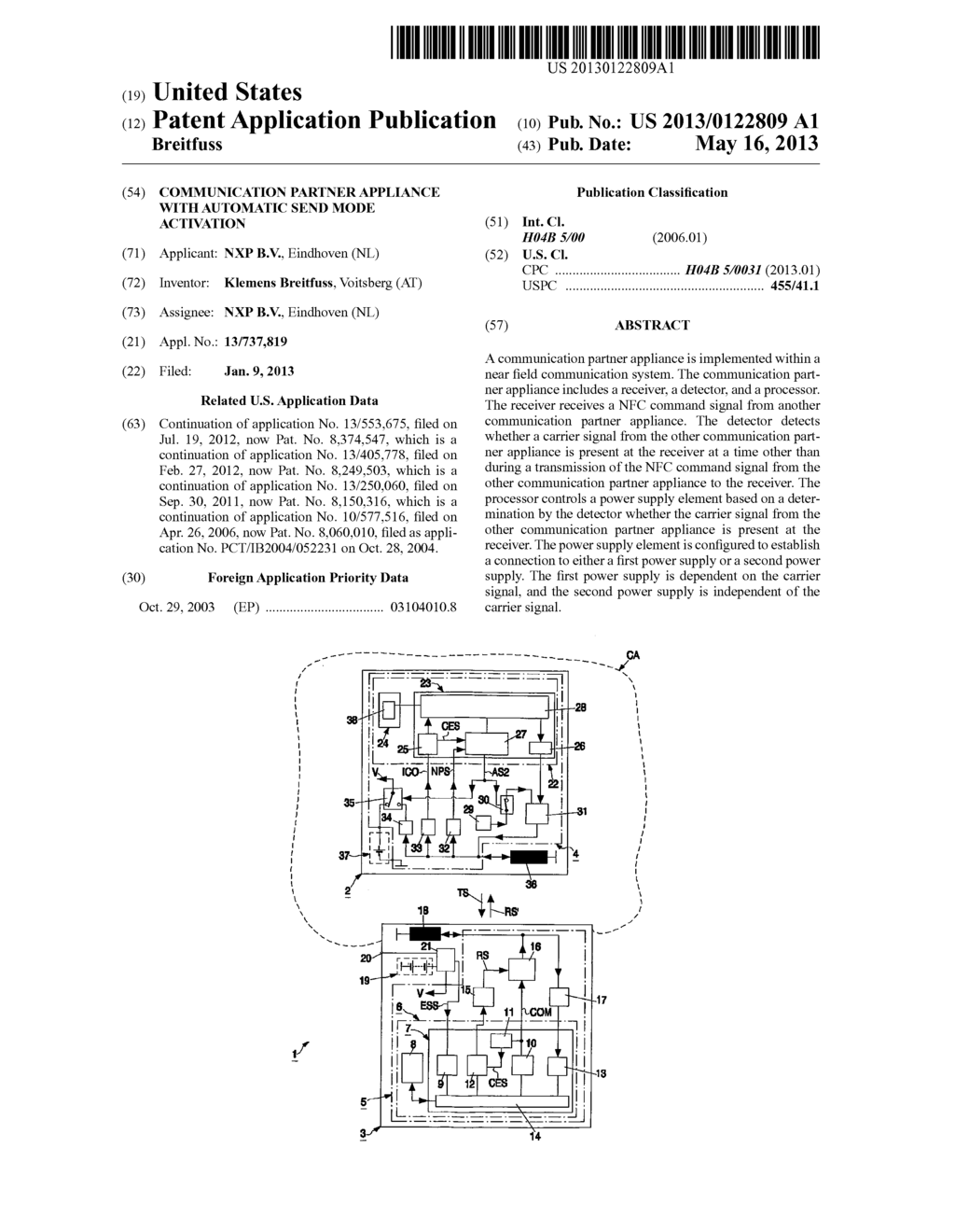 COMMUNICATION PARTNER APPLIANCE WITH AUTOMATIC SEND MODE ACTIVATION - diagram, schematic, and image 01