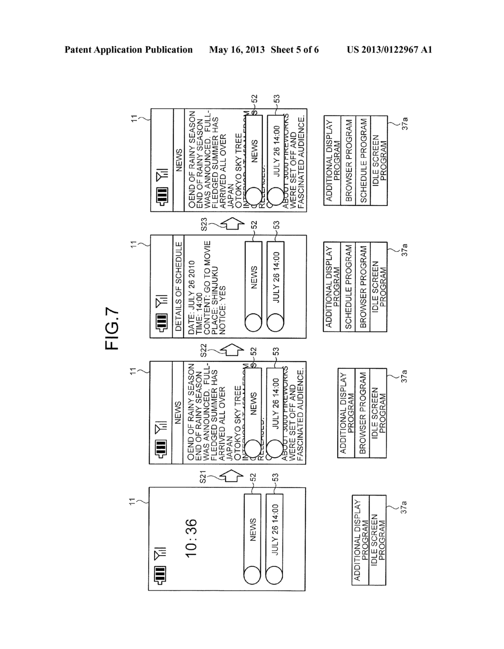 MOBILE ELECTRONIC DEVICE, SCREEN CONTROL METHOD AND ADDITIONAL DISPLAY     PROGRAM - diagram, schematic, and image 06