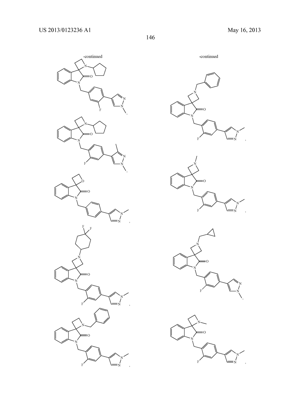 SUBSTITUTED BENZYLSPIROINDOLIN-2-ONE ANALOGS AS POSITIVE ALLOSTERIC     MODULATORS OF THE MUSCARINIC ACETYLCHOLINE RECEPTOR M1 - diagram, schematic, and image 147