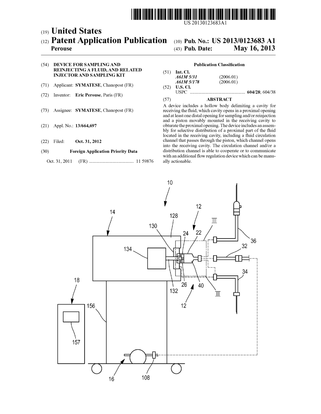 DEVICE FOR SAMPLING AND REINJECTING A FLUID, AND RELATED INJECTOR AND     SAMPLING KIT - diagram, schematic, and image 01