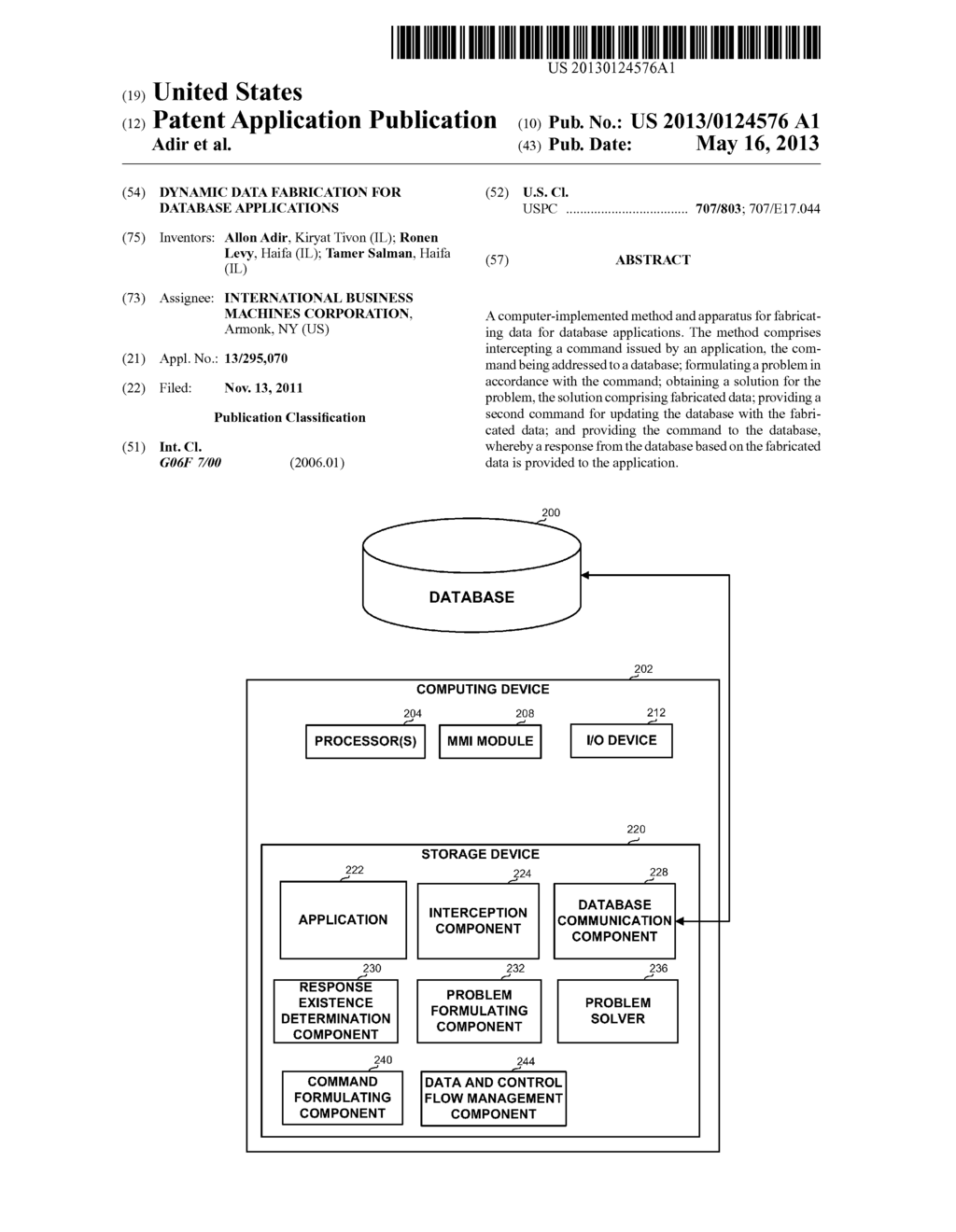 Dynamic data fabrication for database applications - diagram, schematic, and image 01