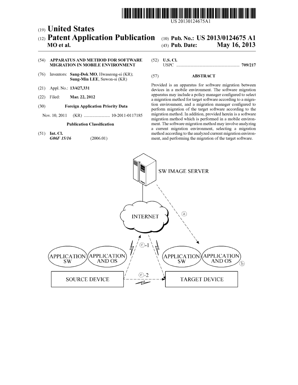 APPARATUS AND METHOD FOR SOFTWARE MIGRATION IN MOBILE ENVIRONMENT - diagram, schematic, and image 01