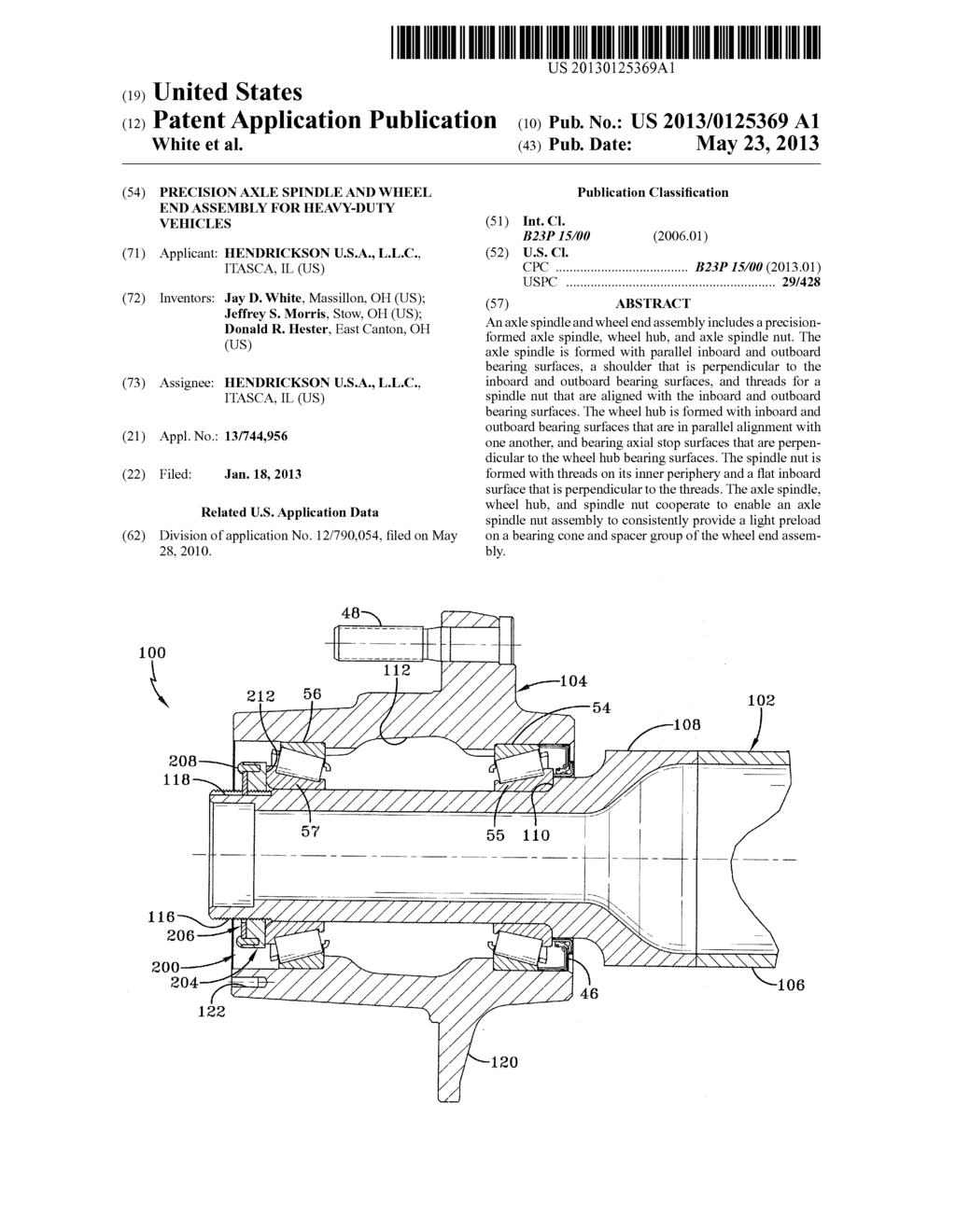 PRECISION AXLE SPINDLE AND WHEEL END ASSEMBLY FOR HEAVY-DUTY VEHICLES - diagram, schematic, and image 01