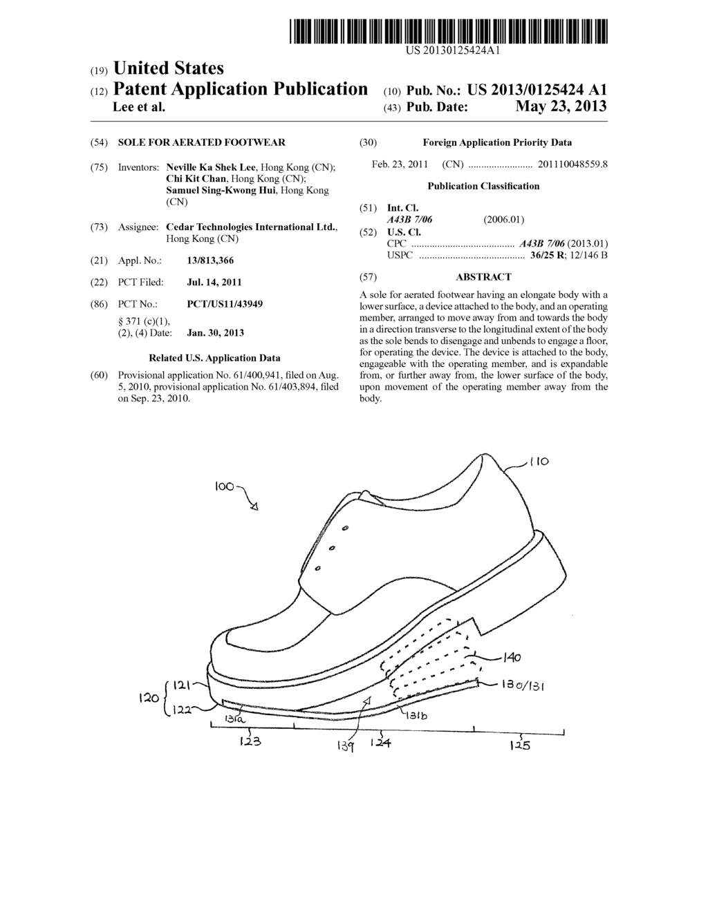 SOLE FOR AERATED FOOTWEAR - diagram, schematic, and image 01