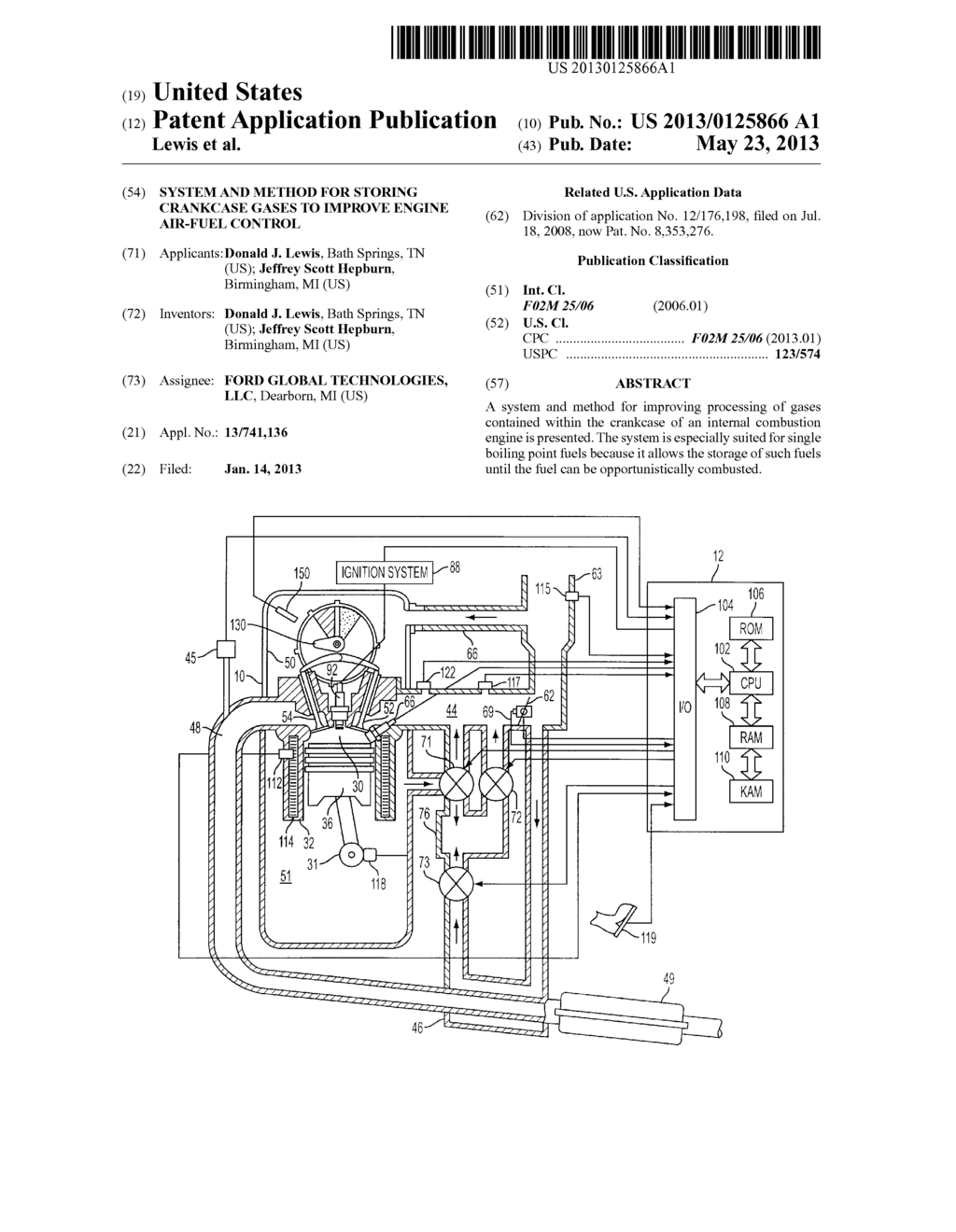 SYSTEM AND METHOD FOR STORING CRANKCASE GASES TO IMPROVE ENGINE AIR-FUEL     CONTROL - diagram, schematic, and image 01