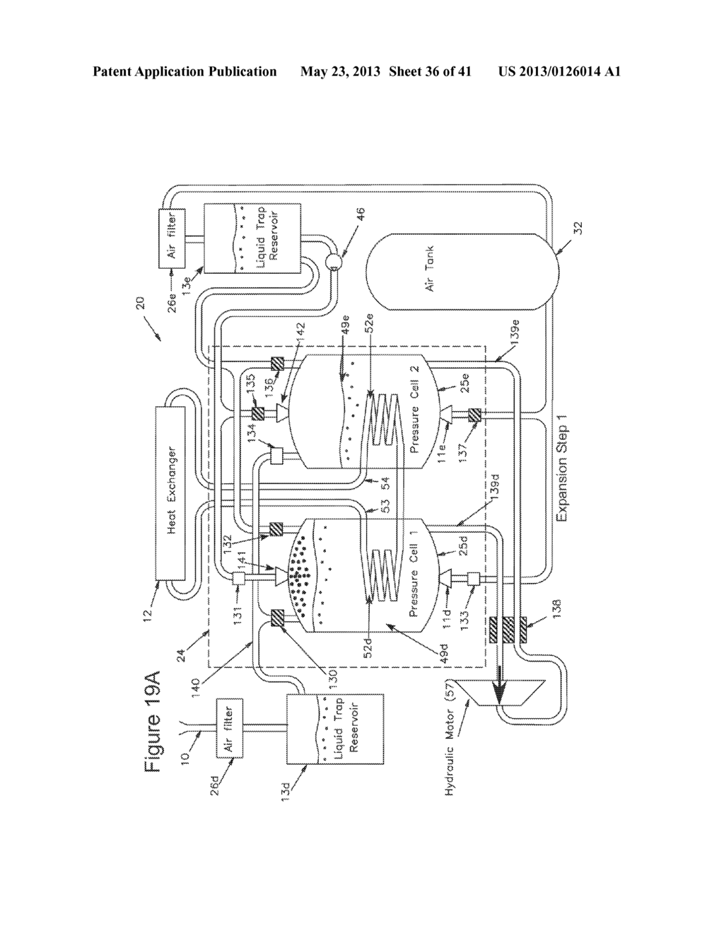 COMPRESSED AIR ENERGY STORAGE SYSTEM UTILIZING TWO-PHASE FLOW TO     FACILITATE HEAT EXCHANGE - diagram, schematic, and image 37