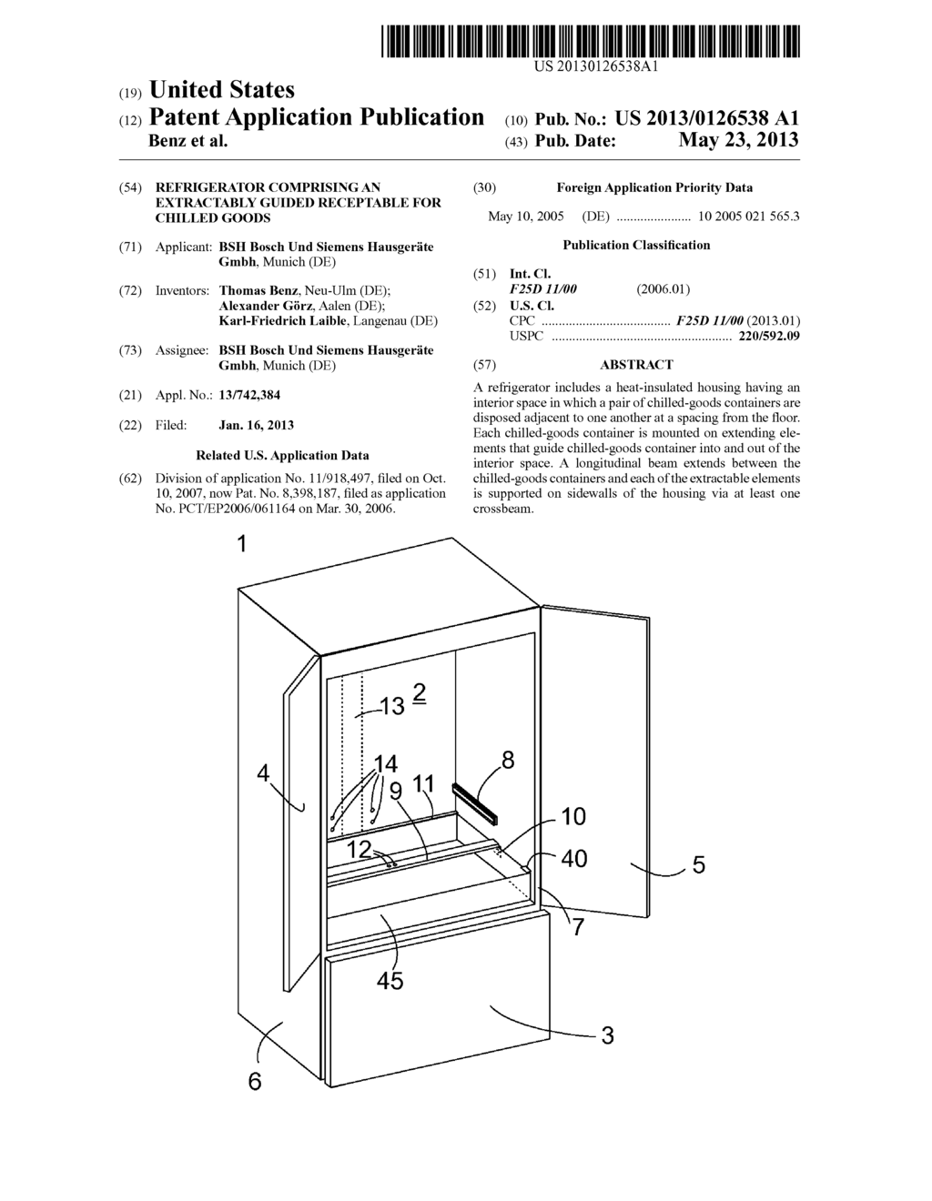 REFRIGERATOR COMPRISING AN EXTRACTABLY GUIDED RECEPTABLE FOR CHILLED GOODS - diagram, schematic, and image 01