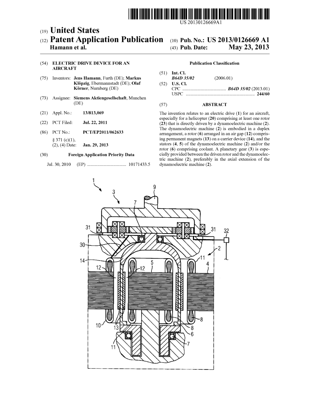 ELECTRIC DRIVE DEVICE FOR AN AIRCRAFT - diagram, schematic, and image 01