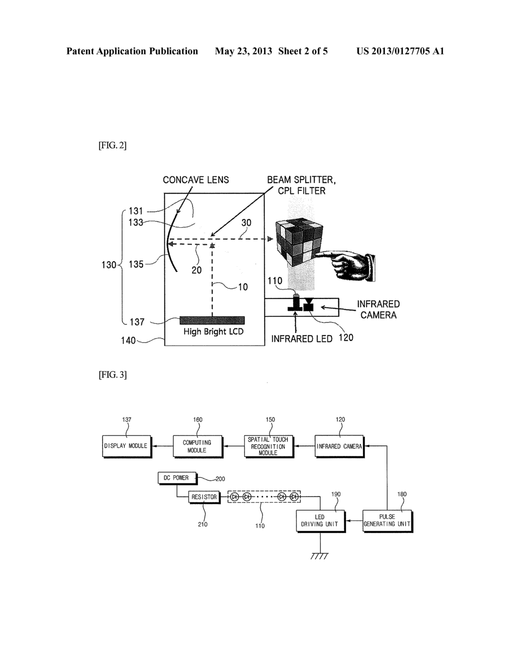 APPARATUS FOR TOUCHING PROJECTION OF 3D IMAGES ON INFRARED SCREEN USING     SINGLE-INFRARED CAMERA - diagram, schematic, and image 03