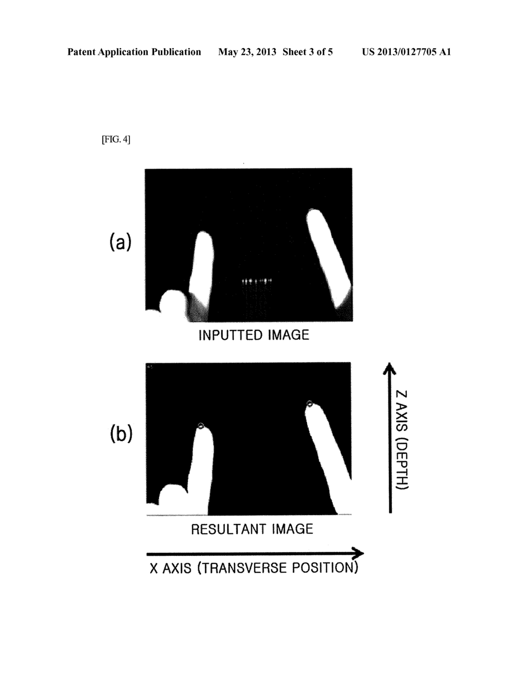 APPARATUS FOR TOUCHING PROJECTION OF 3D IMAGES ON INFRARED SCREEN USING     SINGLE-INFRARED CAMERA - diagram, schematic, and image 04