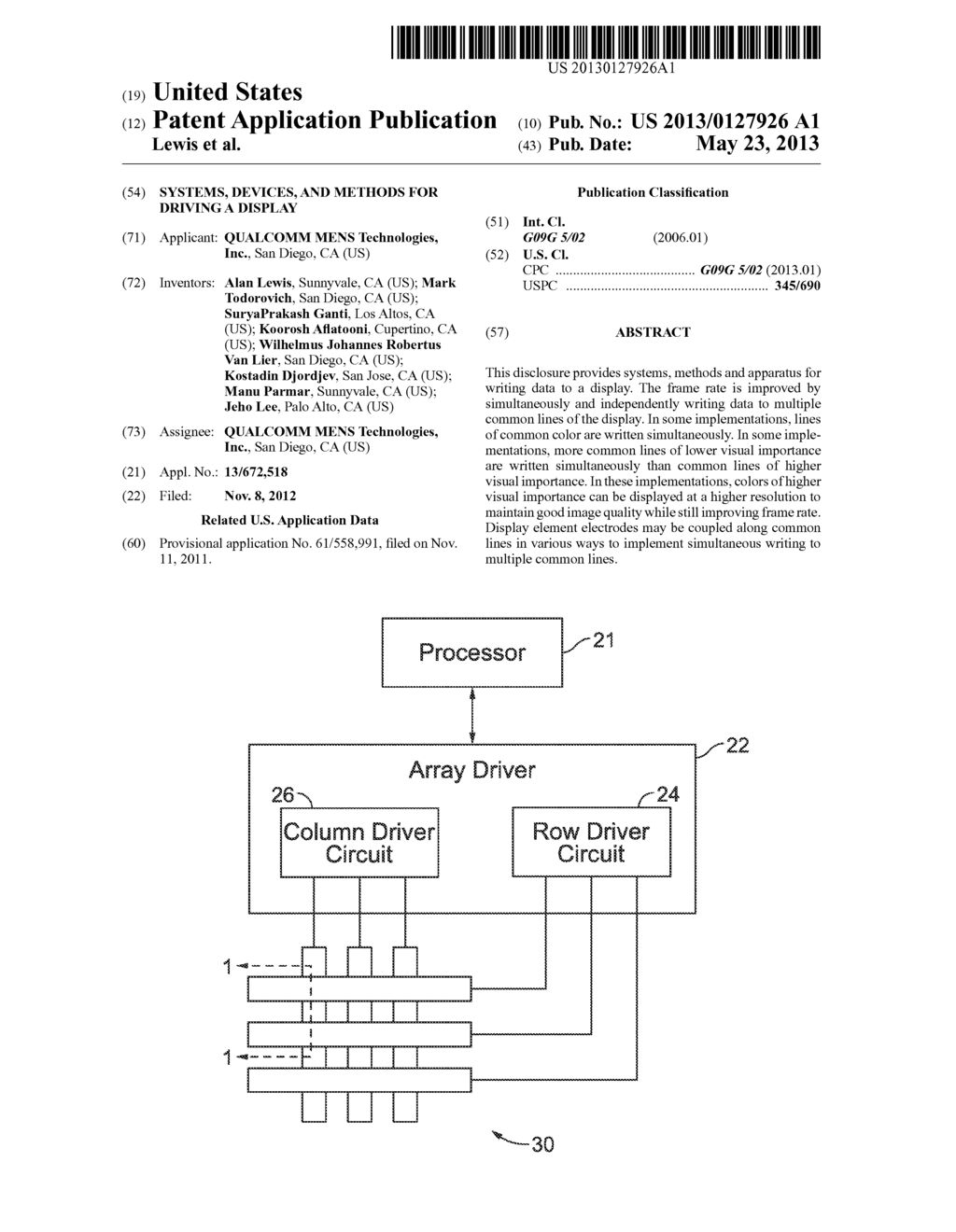 SYSTEMS, DEVICES, AND METHODS FOR DRIVING A DISPLAY - diagram, schematic, and image 01